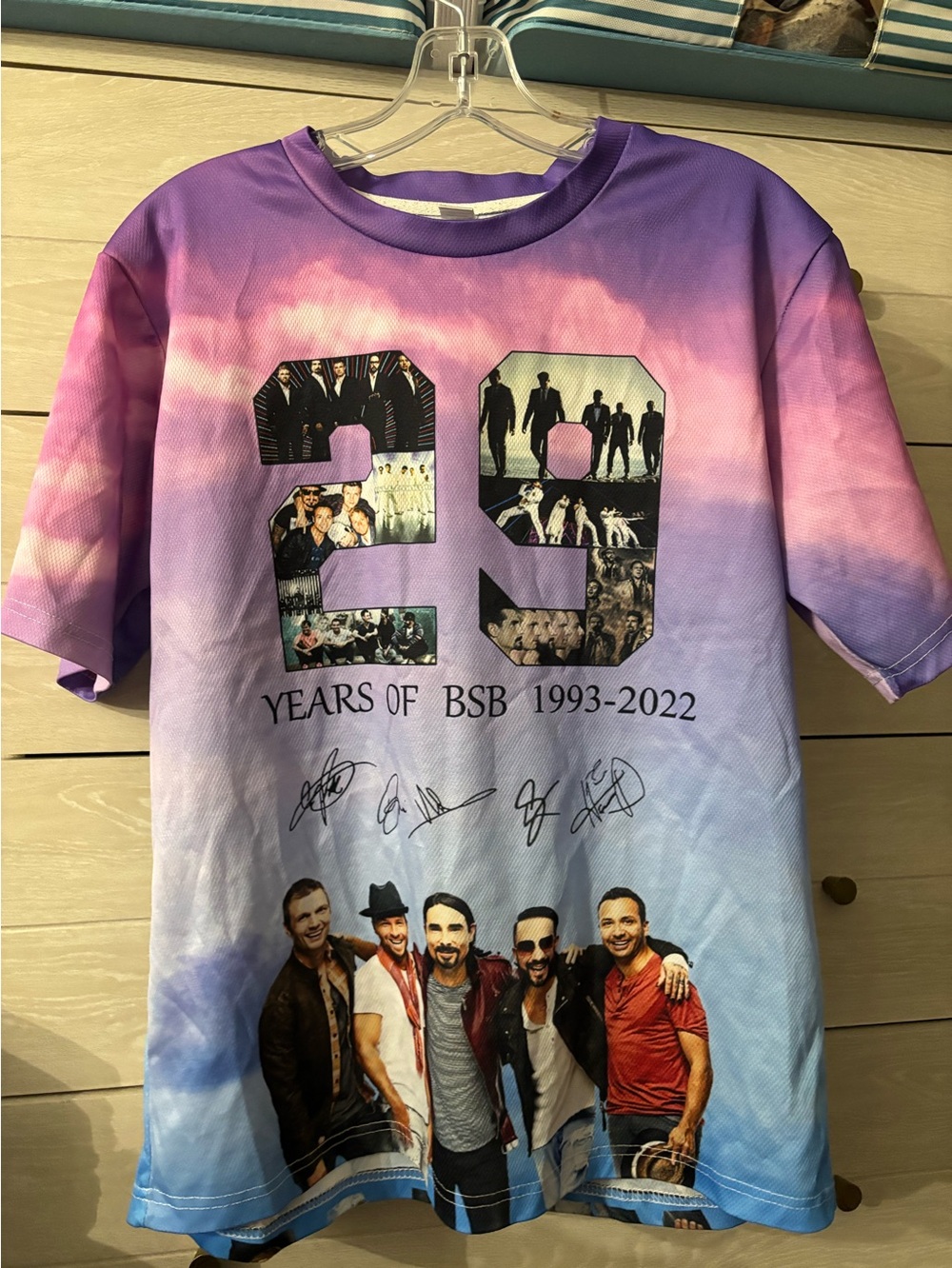 Back street boys double sided 29 anniversary signed pur and Blue Graphic T-Shirt